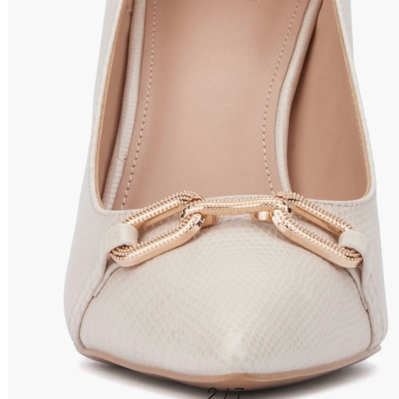 New York & Company Pump Heel Katerina Croc Embossed Faux Leather Beige Gold 8,5 - Picture 2 of 7